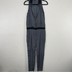 Mango Mng Collections Chic Black and Gray‎ Patterned Jumpsuit Work Office #cc